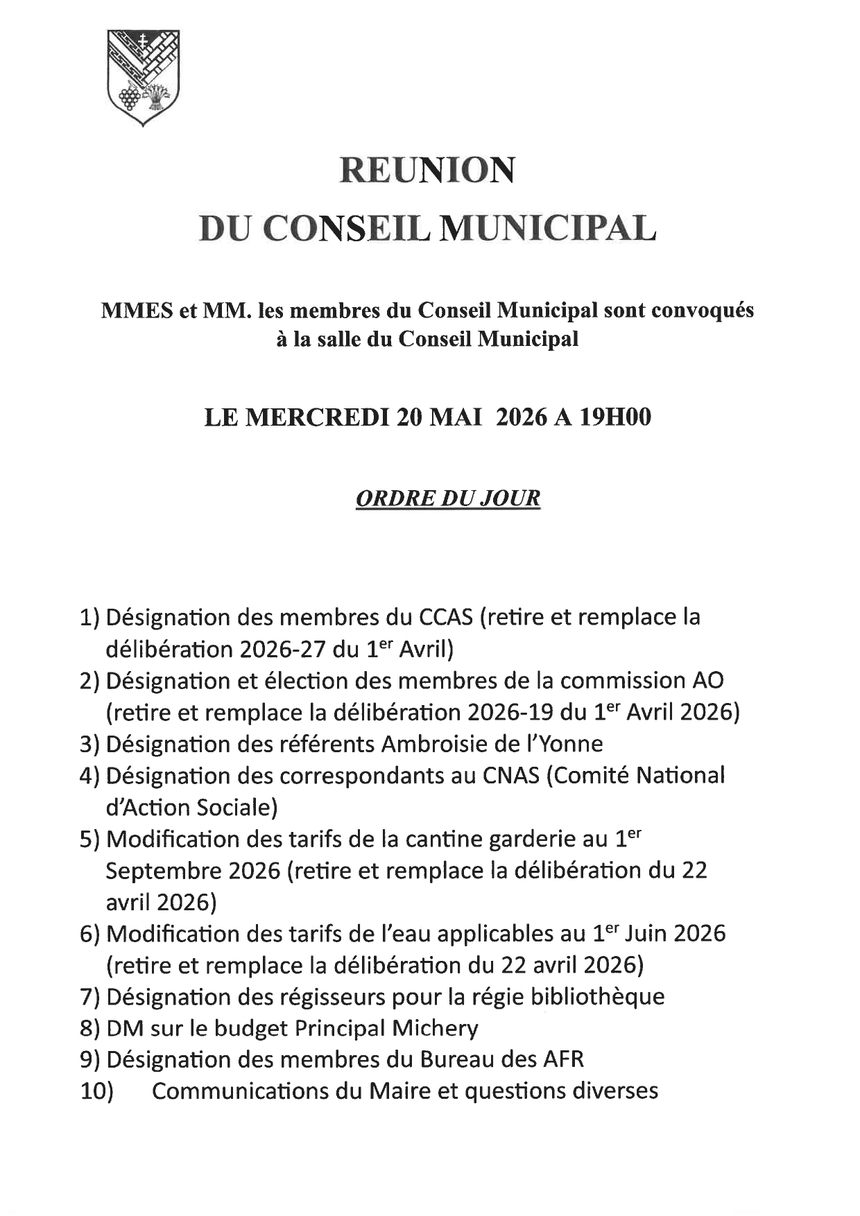 conseil municipal 5 juin