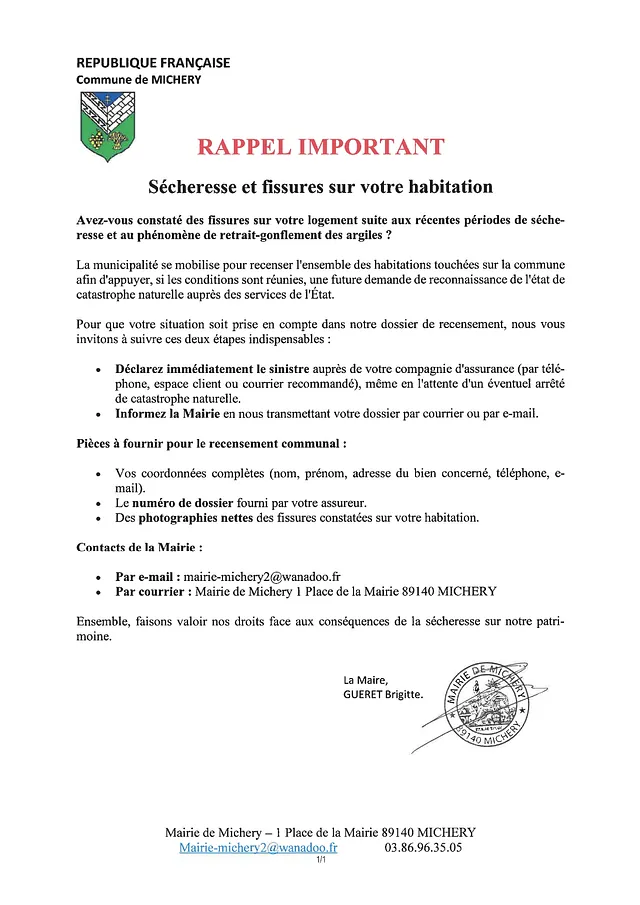 Attestation évènement climatique du 03 août 2026