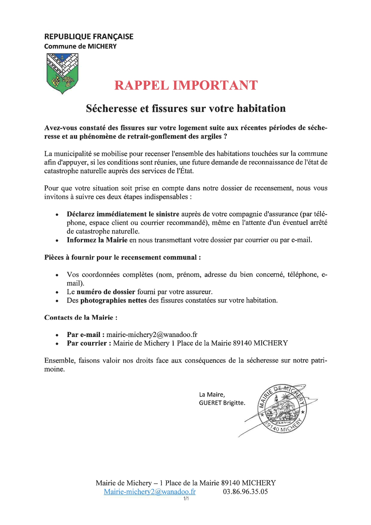 Attestation évènement climatique du 03 août 2026