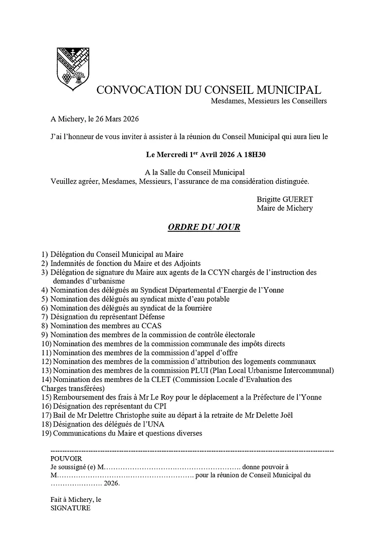Conseil municipal 1er avril